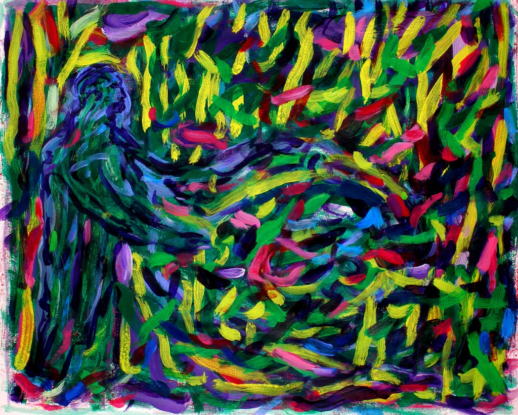 Olaf Dahlhaus- 2009, Menschenfischer, Acryl auf Papier, 90 x 67 cm