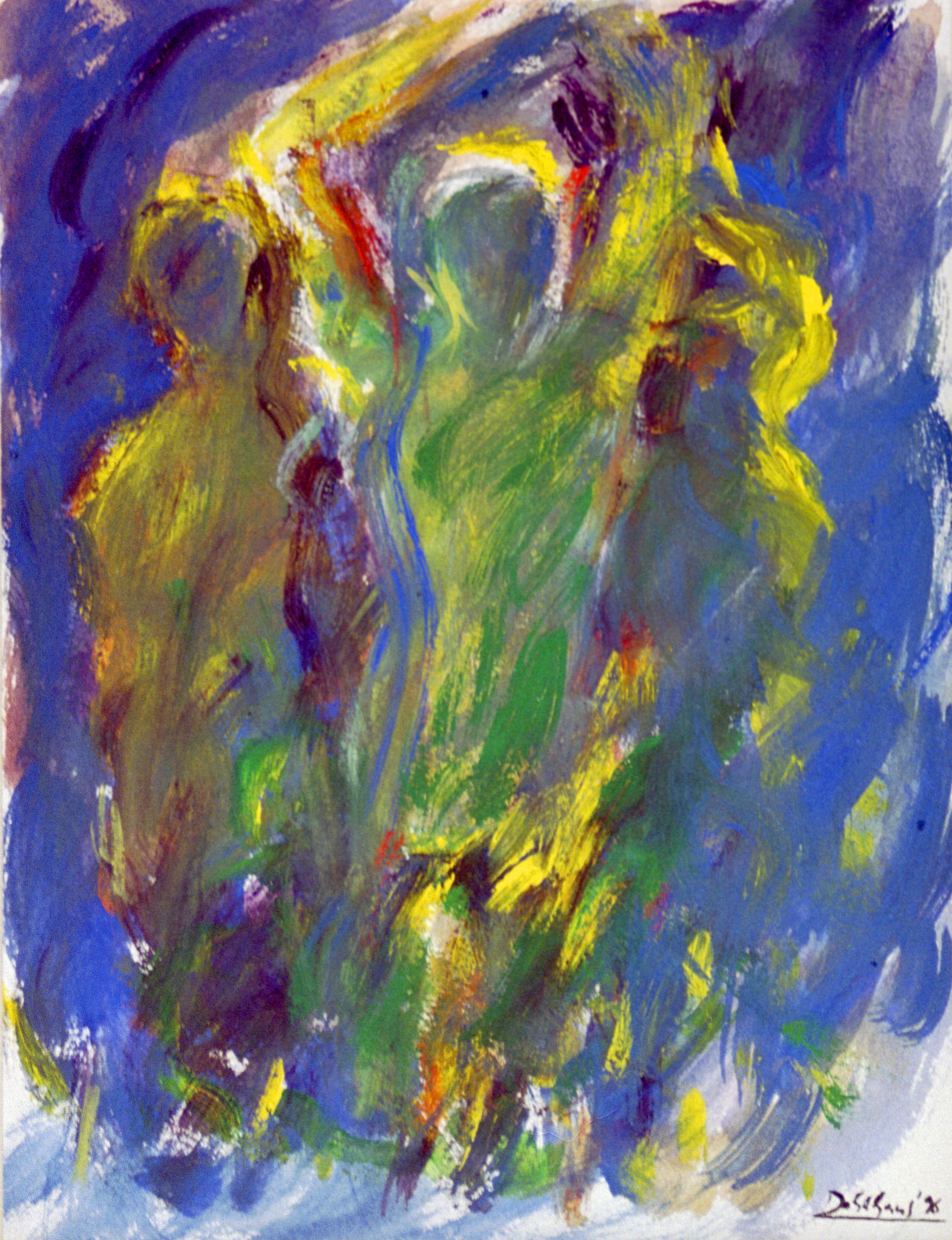 Olaf Dahlhaus- 1996, Auferstehung, Acryl auf Papier, 67 x 52 cm