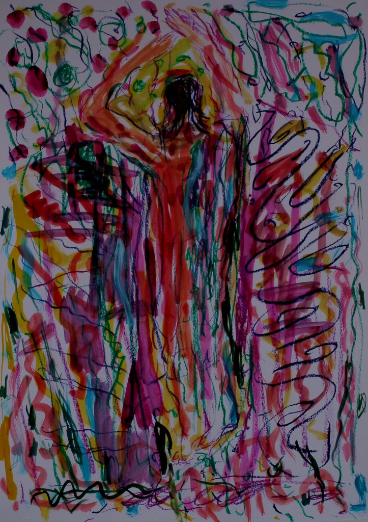 Olaf Dahlhaus- 2007, Erwachen, Mischtechnik auf Papier, 60 x 40 cm