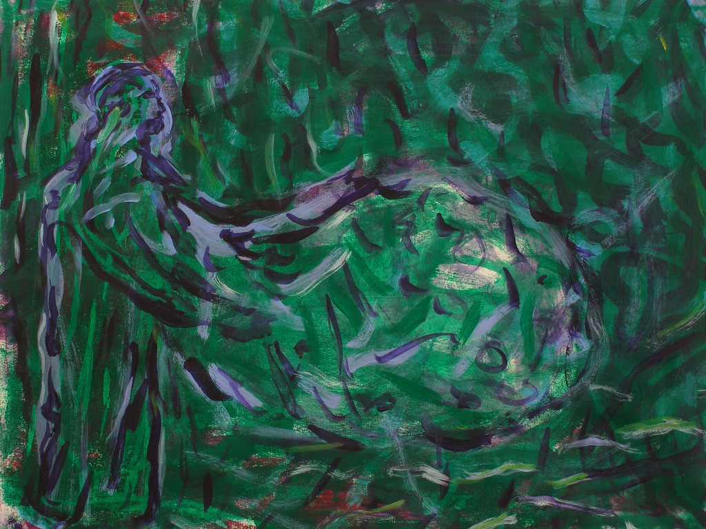 Olaf Dahlhaus- 2009, Menschenfischer, Acryl auf Papier, 90 x 67 cm