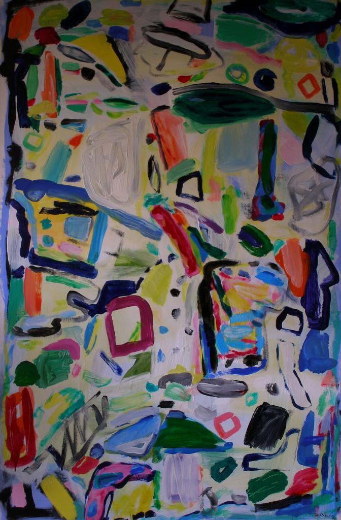 Olaf Dahlhaus- 2009, Treffen der Formen, Acryl auf Papier, 150 x 115 cm