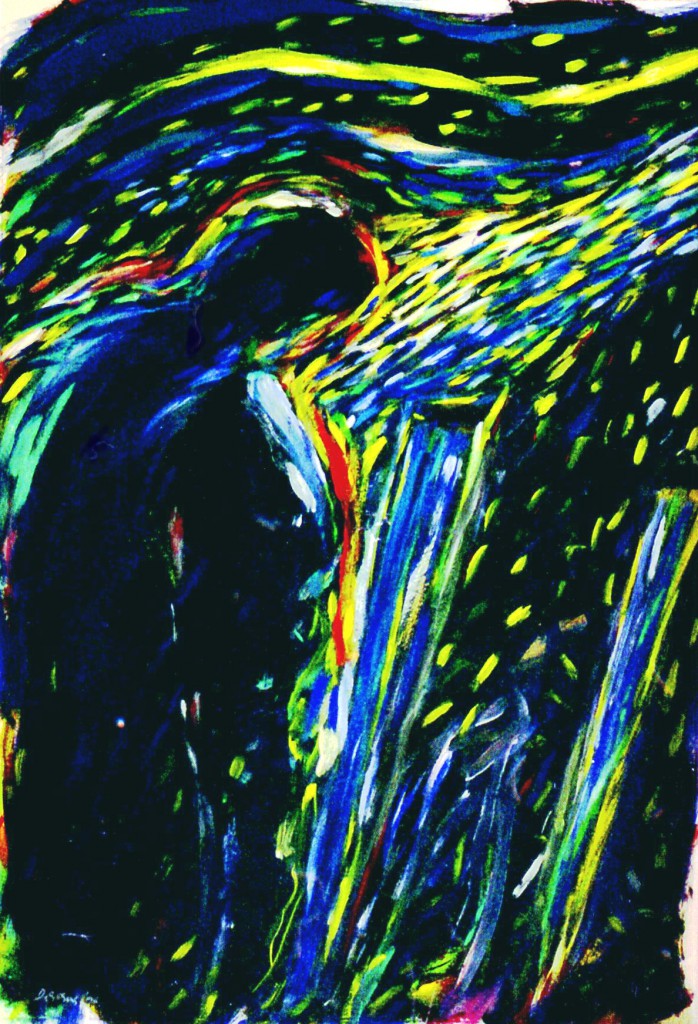 Olaf Dahlhaus- 1996, Nachtgang, Acryl auf Papier, 110 x 80 cm