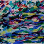 Olaf Dahlhaus- 2011, Sich dem Fluss übergeben, Acryl auf Papier, 120 x 50 cm