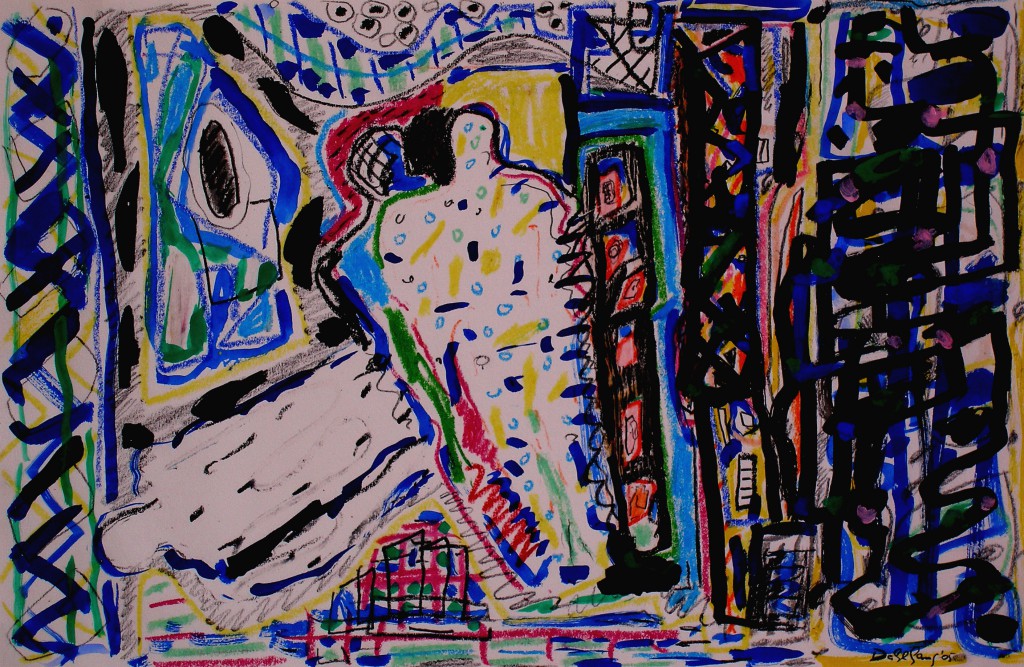 Olaf Dahlhaus, 2005, Körperzeiten, Mischtechnik auf Papier, 60 x 40 cm