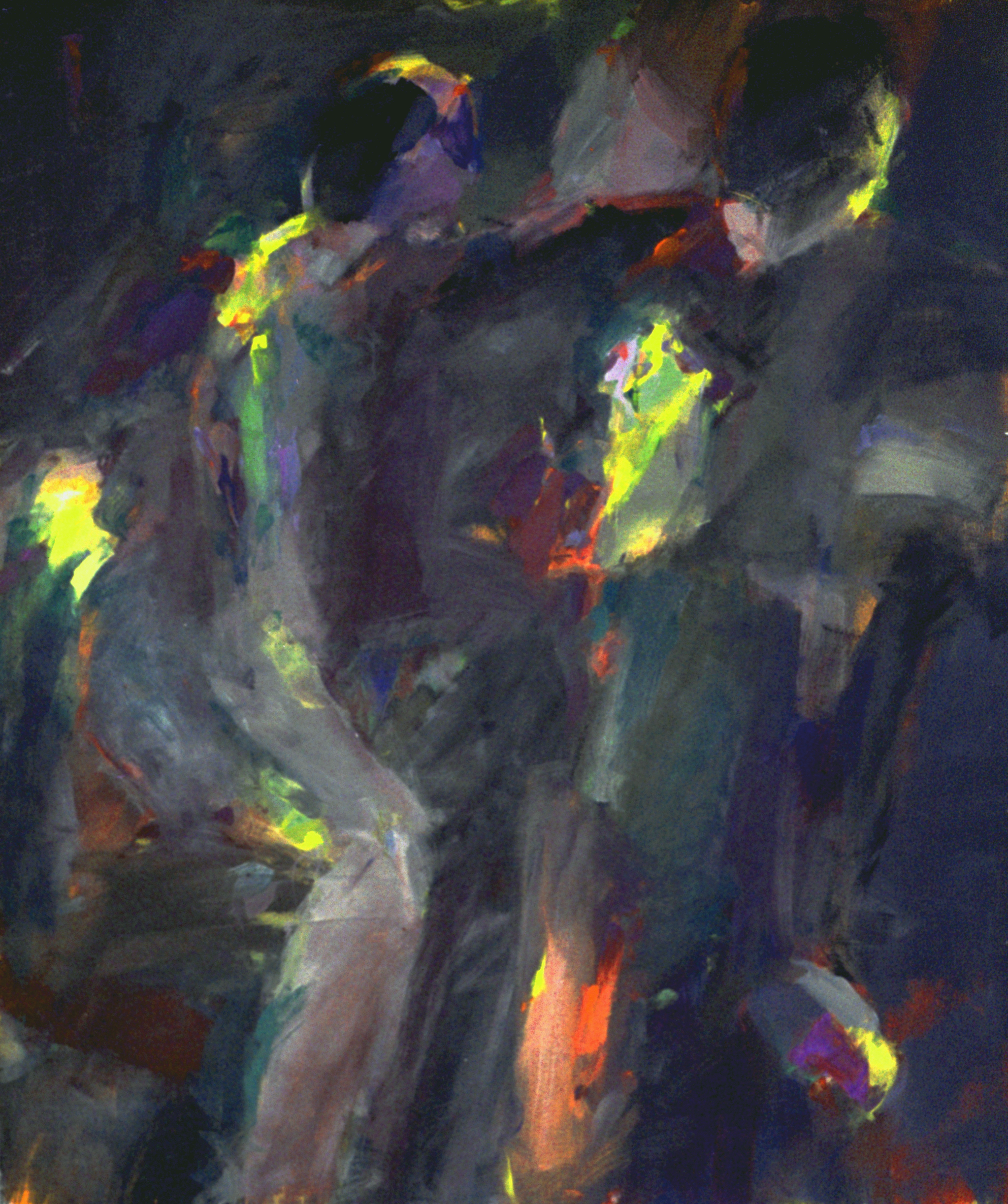 Olaf Dahlhaus- 1987, Nachtbad, Acryl auf Papier, 145 x 120 cm