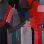Olaf Dahlhaus- 1985, Wartende, Acryl auf Papier, 145 x 120 cm