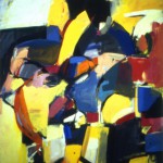 Olaf Dahlhaus- 1984, Figuren mit Schiffsschraube, Acryl auf Papier, 145 x 120 cm