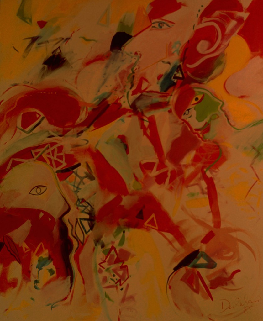 Olaf Dahlhaus- 1985, Gesichter, Acryl auf Nessel, 175 x 145 cm