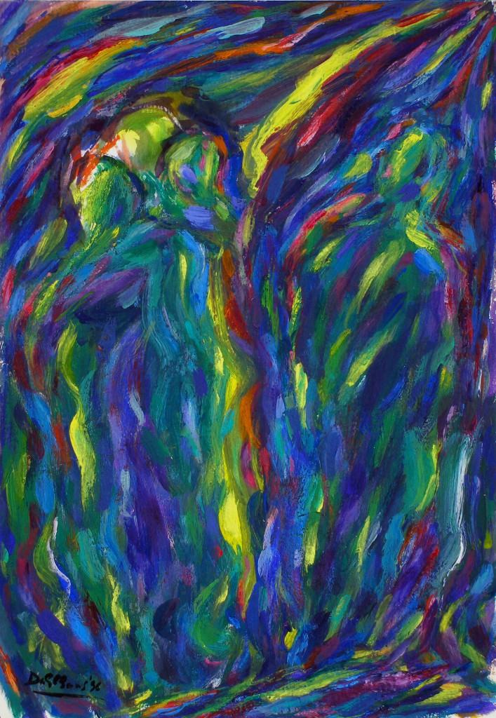 Olaf Dahlhaus- 1996, Gefangennahme, Acryl auf Papier, 67 x 52 cm