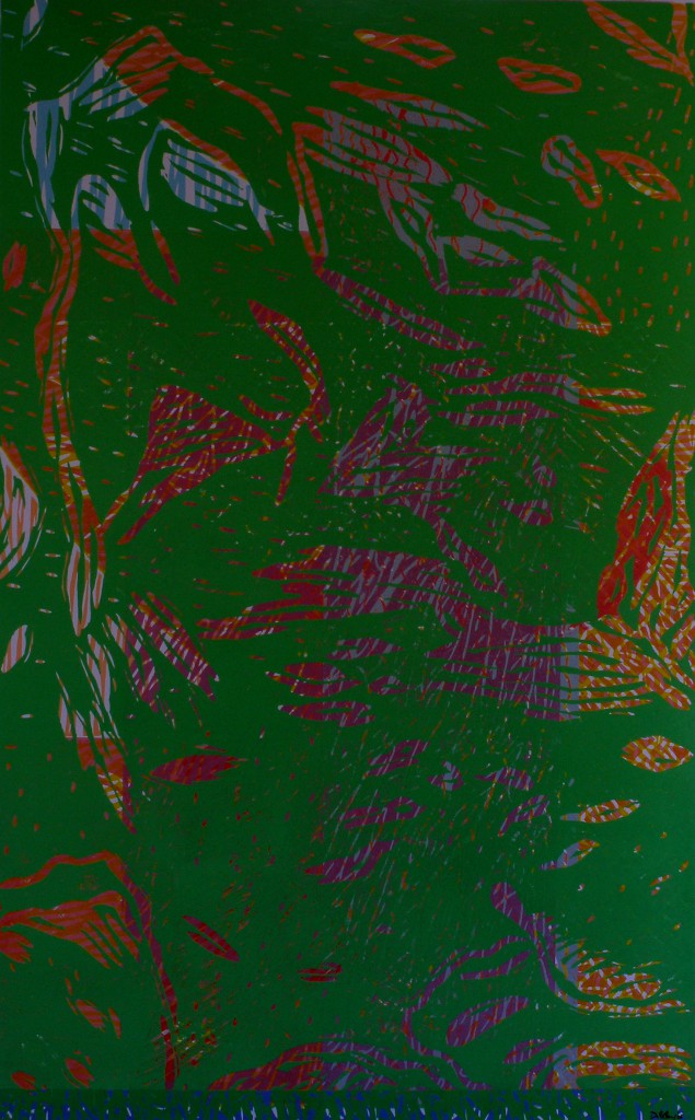 Olaf Dahlhaus- 2005, Flusslauf, Holzschnitt auf Papier, 152 x 104 cm