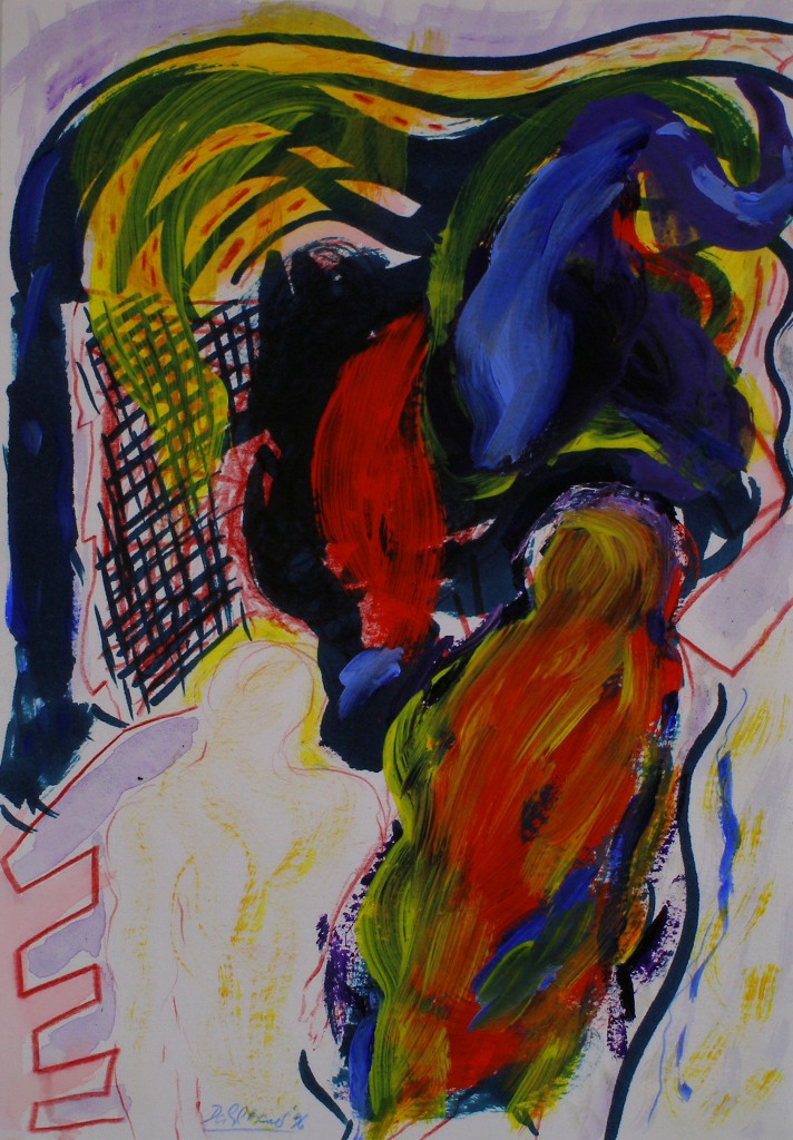 Olaf Dahlhaus- 1996, Entkleidung, Acryl auf Papier, 67 x 52 cm