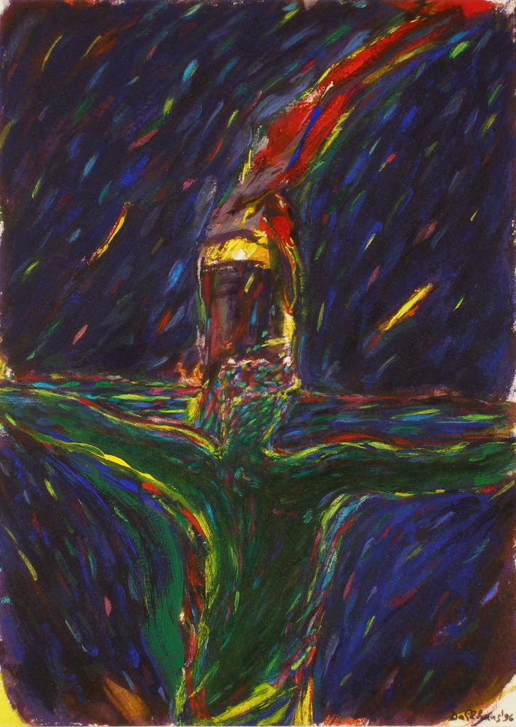Olaf Dahlhaus- 1996, Kreuz, Acryl auf Papier, 67 x 52 cm